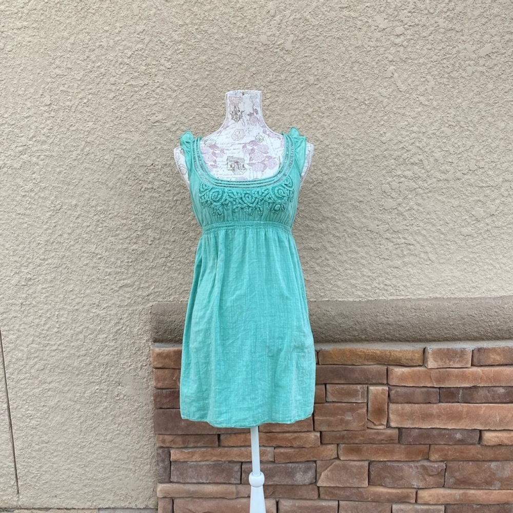 Max Studio Turquoise Embroidered Sundress | Size S |
